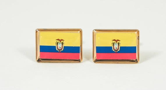 【特別製作品】カナダ国旗デザイン ネクタイピンとカフスボタンセット エクアドル国旗のカフスボタン、ラペルピン、タイバー、イヤリング