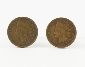 Indian Penny Cufflinks, Lapel Pins, Tie Bars, Earrings, Jewelry and Accessories