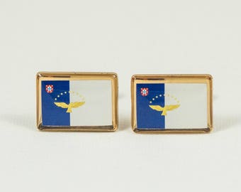 Gemelos de la bandera de las Azores, alfileres de solapa, barras de corbata, pendientes, joyas y accesorios