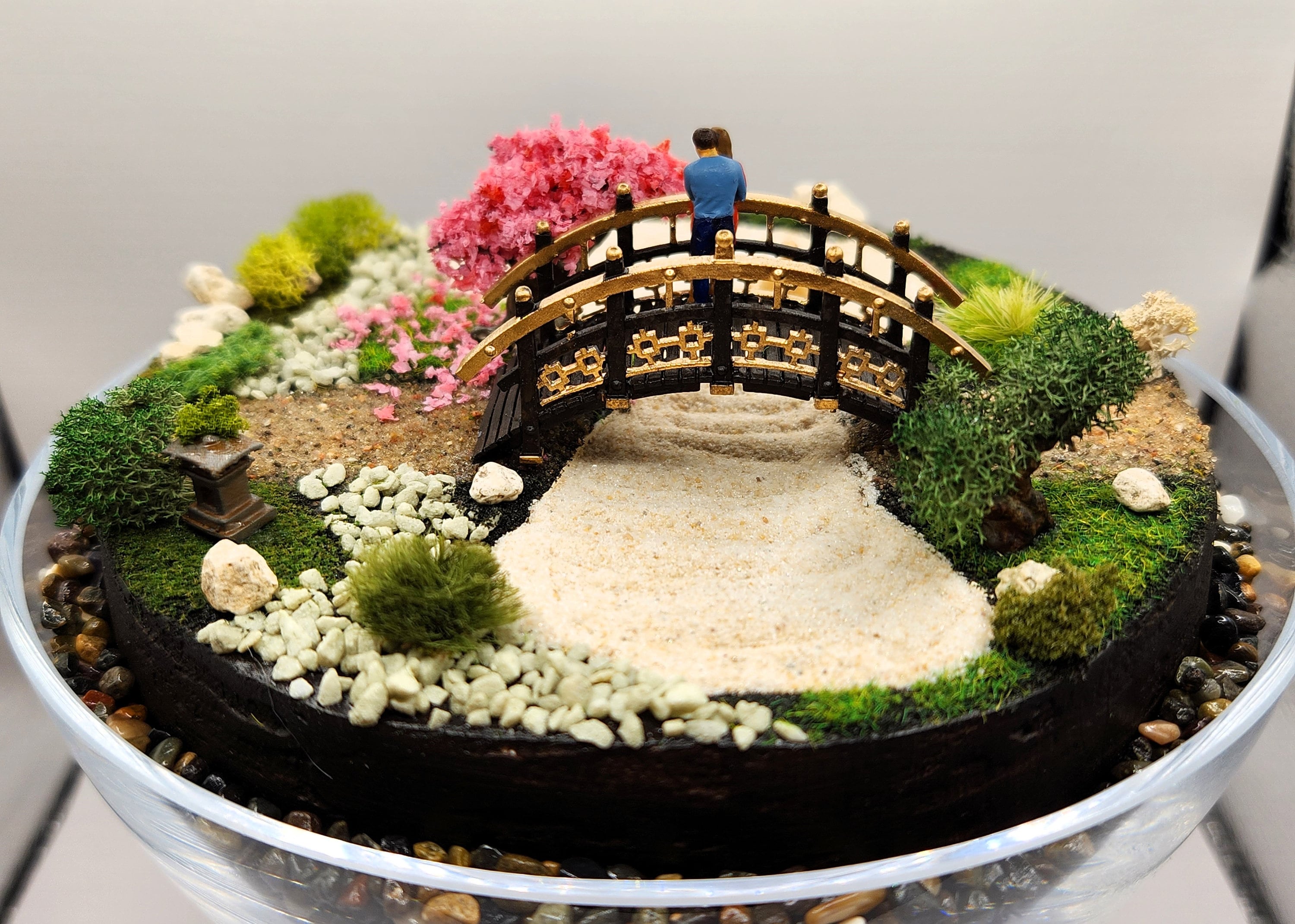 Zen Garden Diorama -- Tabletop or Desktop Jar Display of Couple in