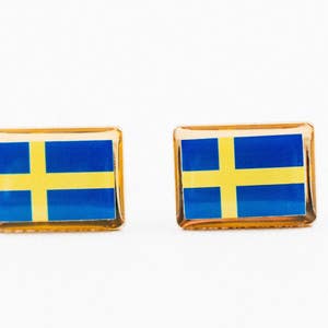 Swedish Flag Cufflinks, Lapel Pins, Tie Bars, Earrings, Jewelry and Accessories