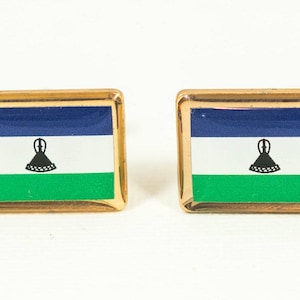 Lesotho Flag Cufflinks, Lapel Pins, Tie Bars, Earrings, Jewelry and Accessories