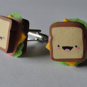 Happy Sandwich Cufflinks, Lapel Pins, Tie Bars, Earrings, Jewelry and Accessories