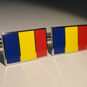 Romanian Flag Cufflinks, Lapel Pins, Tie Bars, Earrings, Jewelry and Accessories