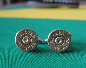 Manly .45 Caliber Cufflinks, Lapel Pins, Tie Bars, Earrings, Jewelry and Accessories