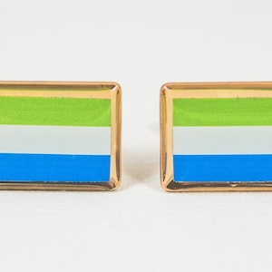 Sierra Leone Flag Cufflinks, Lapel Pins, Tie Bars, Earrings, Jewelry and Accessories