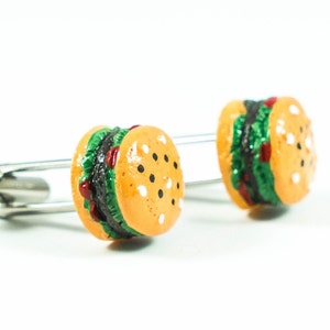 Hamburger Cufflinks, Lapel Pins, Tie Bars, Earrings, Jewelry and Accessories