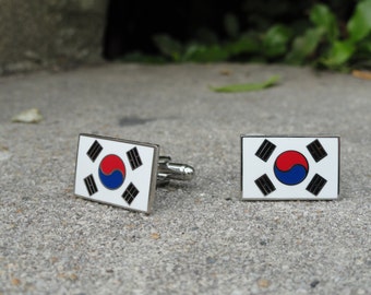 South Korean Flag Cufflinks, Lapel Pins, Tie Bars, Earrings, Jewelry and Accessories
