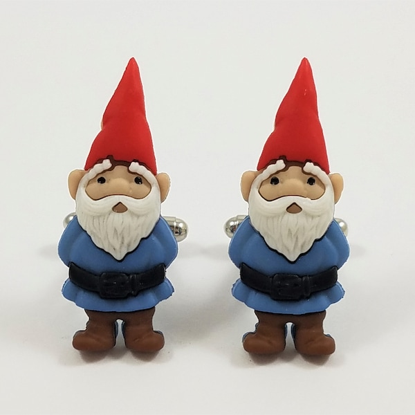 Blue Garden Gnome Cufflinks, Lapel Pins, Tie Bars, Earrings, Jewelry and Accessories