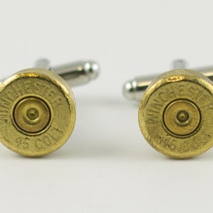 Winchester .45 Kaliber Colt Ammo Manschettenknöpfe, Reversnadeln, Krawattenstangen, Ohrringe, Schmuck und Accessoires