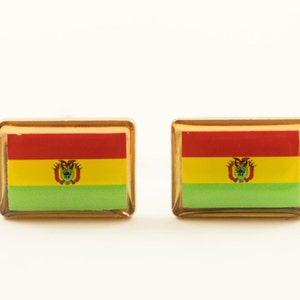 Bolivian Flag Cufflinks, Lapel Pins, Tie Bars, Earrings, Jewelry and Accessories