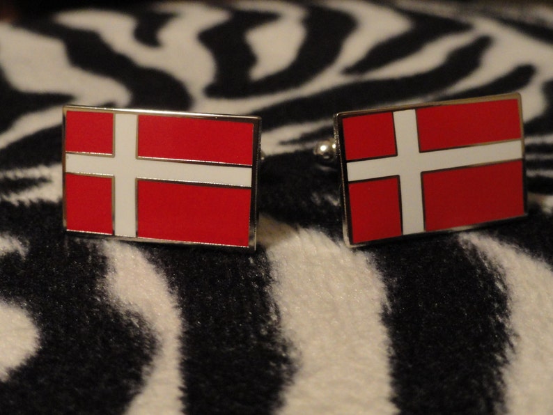 Danish Flag Cufflinks, Lapel Pins, Tie Bars, Earrings, Jewelry and Accessories image 1