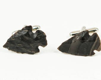 Gemelos de punta de flecha de pedernal negro, alfileres de solapa, barras de corbata, pendientes, joyas y accesorios