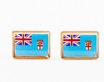 Fijian Flag Cufflinks, Lapel Pins, Tie Bars, Earrings, Jewelry and Accessories
