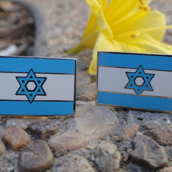 Israeli Flag Cufflinks, Lapel Pins, Tie Bars, Earrings, Jewelry and Accessories