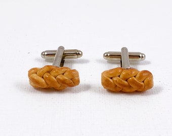 Boutons de manchette, bijoux et accessoires en forme de pain hallah -- Boutons de manchette juifs Shabbat Yom Kippour Roch Hachana Hanoukka