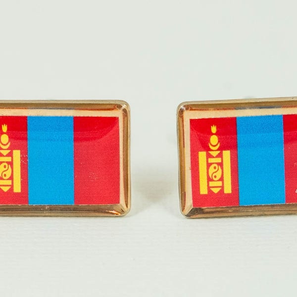 Mongolian Flag Cufflinks, Lapel Pins, Tie Bars, Earrings, Jewelry and Accessories