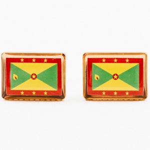 Grenada Flag Cufflinks, Lapel Pins, Tie Bars, Earrings, Jewelry and Accessories