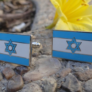 Israeli Flag Cufflinks, Lapel Pins, Tie Bars, Earrings, Jewelry and Accessories image 2