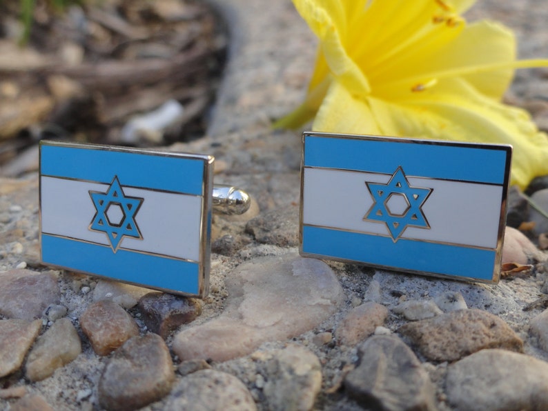 Israeli Flag Cufflinks, Lapel Pins, Tie Bars, Earrings, Jewelry and Accessories image 2