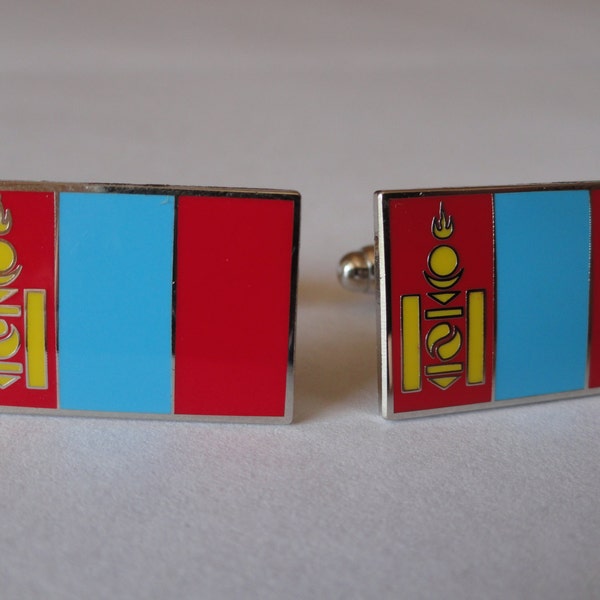 Mongolian Flag Cufflinks, Lapel Pins, Tie Bars, Earrings, Jewelry and Accessories