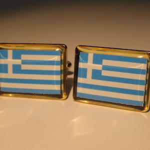 Greek Flag Cufflinks, Lapel Pins, Tie Bars, Earrings, Jewelry and Accessories