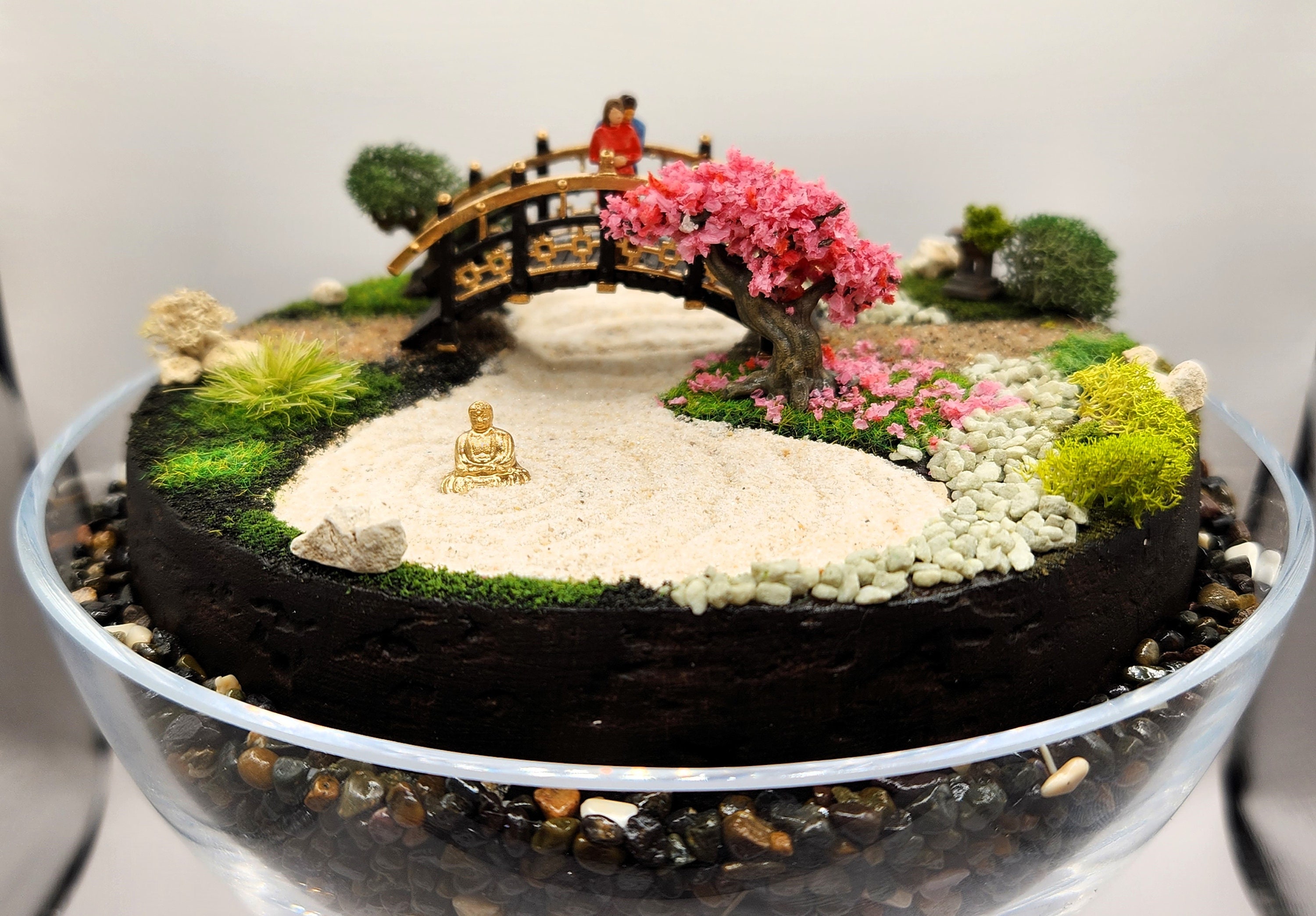Zen Garden Diorama -- Tabletop or Desktop Jar Display of Couple in