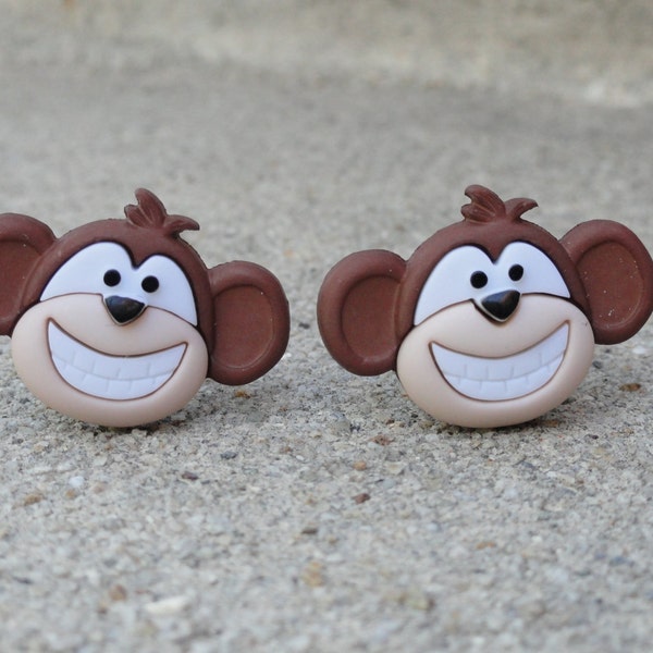 Laughing Monkey Face Cufflinks, Lapel Pins, Tie Bars, Earrings, Jewelry and Accessories