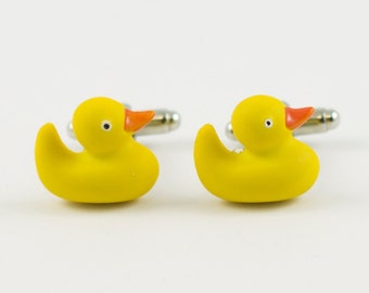 Boutons de manchette Ducky en caoutchouc, épingles à revers, barres de cravate, boucles d’oreilles, bijoux et accessoires