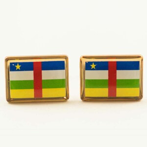 CAR Flag Cufflinks -- Central African Republic, Lapel Pins, Tie Bars, Earrings, Jewelry and Accessories