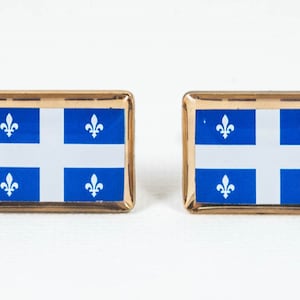 Quebec Flag Manschettenknöpfe, Reversnadeln, Krawattenstangen, Ohrringe, Schmuck und Accessoires