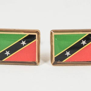 Saint Kitts and Nevis Flag CufflinksSt. Kitts and Nevis, Lapel Pins, Tie Bars, Earrings, Jewelry and Accessories image 2