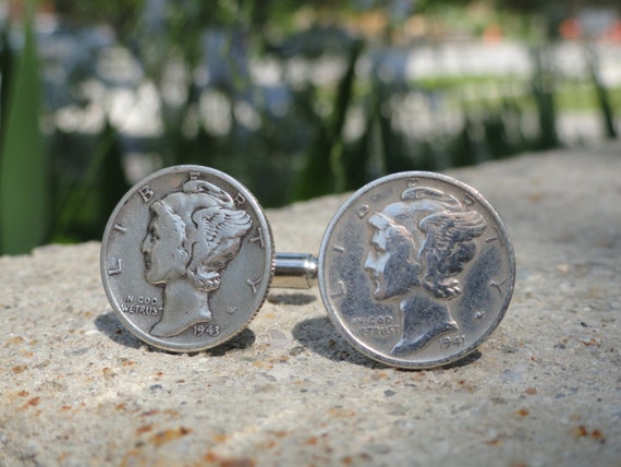 Cufflinks mercury silver dime coin United States Coin Collector Gifts,Dad Coin  Gift,Upcycled,mens gift accessories jewelry
