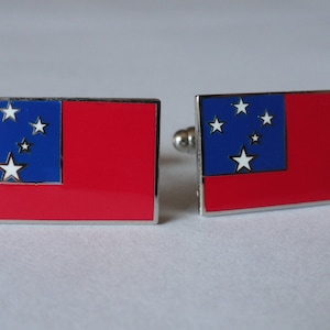 Samoan Flag Cufflinks, Lapel Pins, Tie Bars, Earrings, Jewelry and Accessories