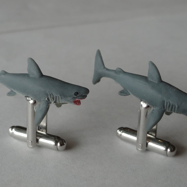 Shark Cufflinks, Lapel Pins, Tie Bars, Earrings, Jewelry and Accessories