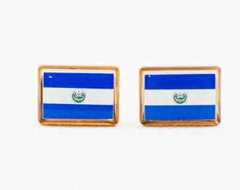El Salvador Flag Cufflinks, Lapel Pins, Tie Bars, Earrings, Jewelry and Accessories