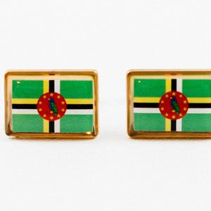 Dominica Flag Cufflinks, Lapel Pins, Tie Bars, Earrings, Jewelry and Accessories