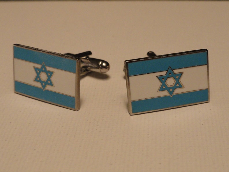 Israeli Flag Cufflinks, Lapel Pins, Tie Bars, Earrings, Jewelry and Accessories image 3