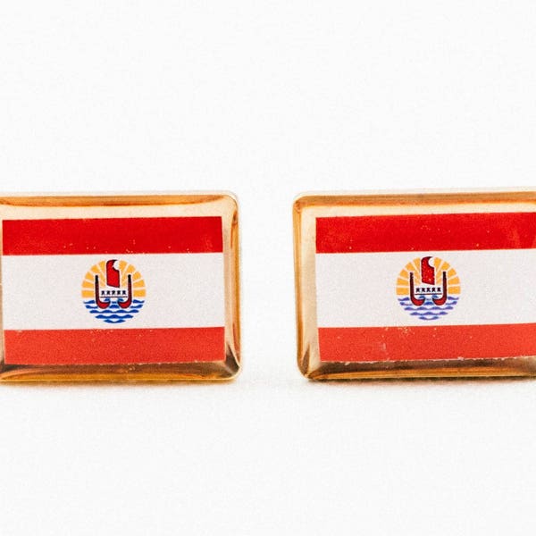 French Polynesia Flag Cufflinks, Lapel Pins, Tie Bars, Earrings, Jewelry and Accessories