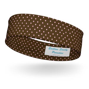 Diadema de lunares marrón y rosa