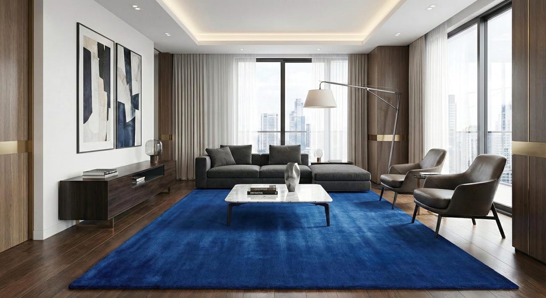Hand-tufted Wool Rug | Modern Solid Area Carpet | Royal Blue Living ...