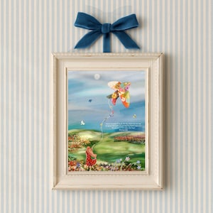 Patchwork Bird Art Print, Whimsical Bible Scripture Wall Art