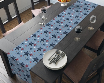 Patriotic Stars Table Runner, Cotton Polyester, Independence Day