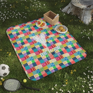 Manta de picnic personalizable con retazos coloridos, alfombra impermeable para exteriores, regalo para mamá, camping familiar, playa.