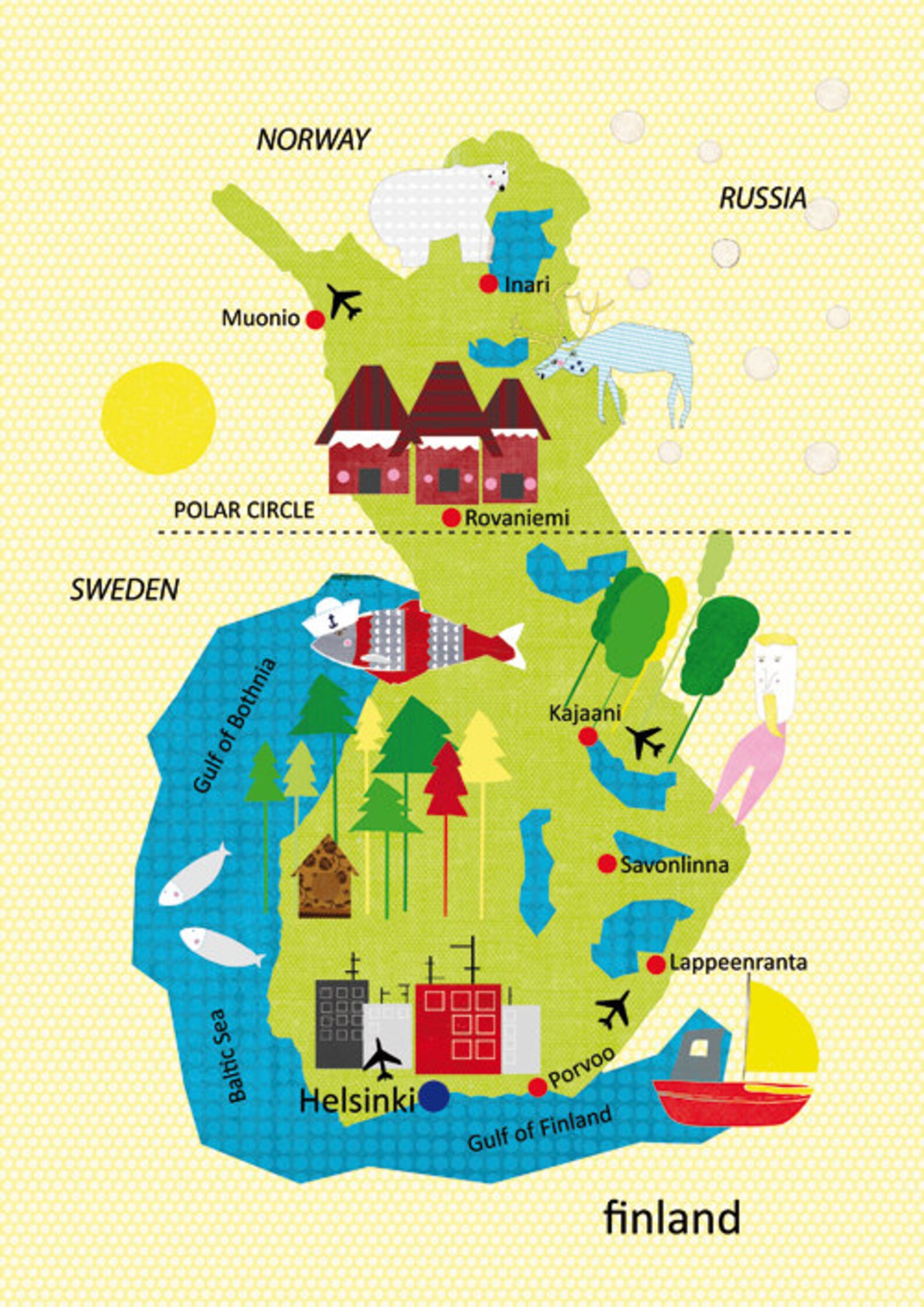 Finland Map Illustration size A4 118x83 inches | Etsy