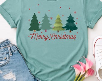 Camiseta de Natal com Estampa de Pinheiros | Camiseta com Árvore de Natal