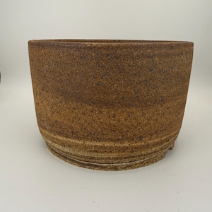 Rustic Marbled Stoneware Planter Pot with Drainage Holes, Handmade Ceramic Succulent Planter, Earthy Brown Speckled Plant Pot, 6” Wide