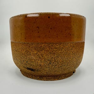Handmade Marbled Stoneware Planter Pot – Orange Glaze Ceramic Plant Pot w/ Drainage Holes – 6” Wide Rustic Modern Indoor Planter – Succulent