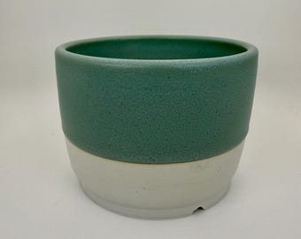 Handmade Porcelain Planter Pot with Drainage | Matte Aqua Blue Ceramic Plant Pot | Minimal Modern Succulent Planter | 3.75”x5”