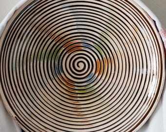 Thread of Life with Brush Accents - 8" - Traditional Romanian Plate From Horezu